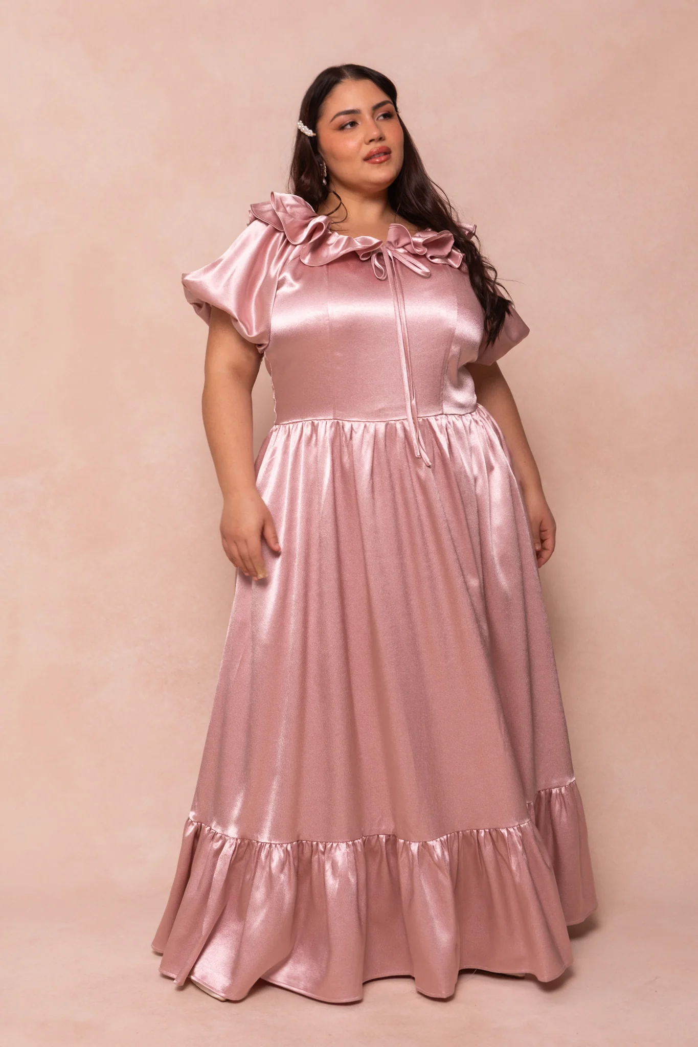 Billie Dress in Blush Satin - Image 5