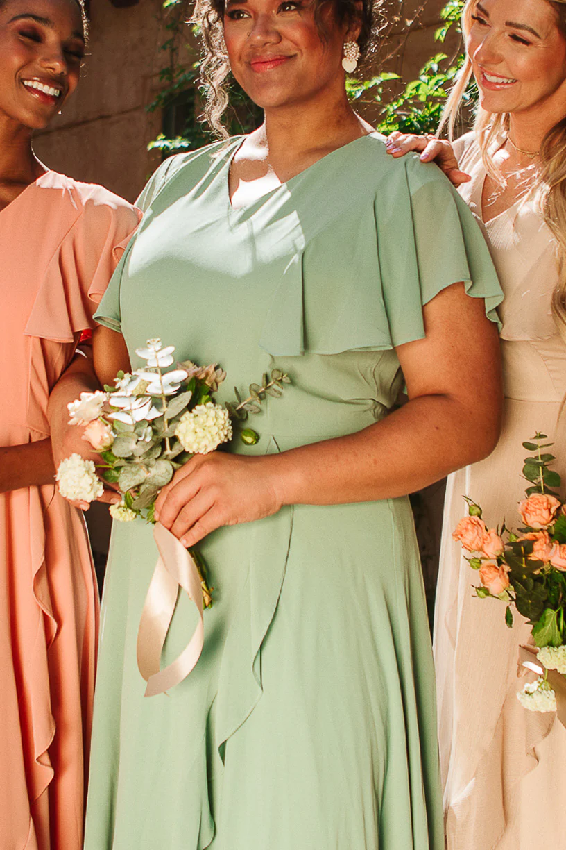 Callie Dress in Sage Chiffon - Image 4