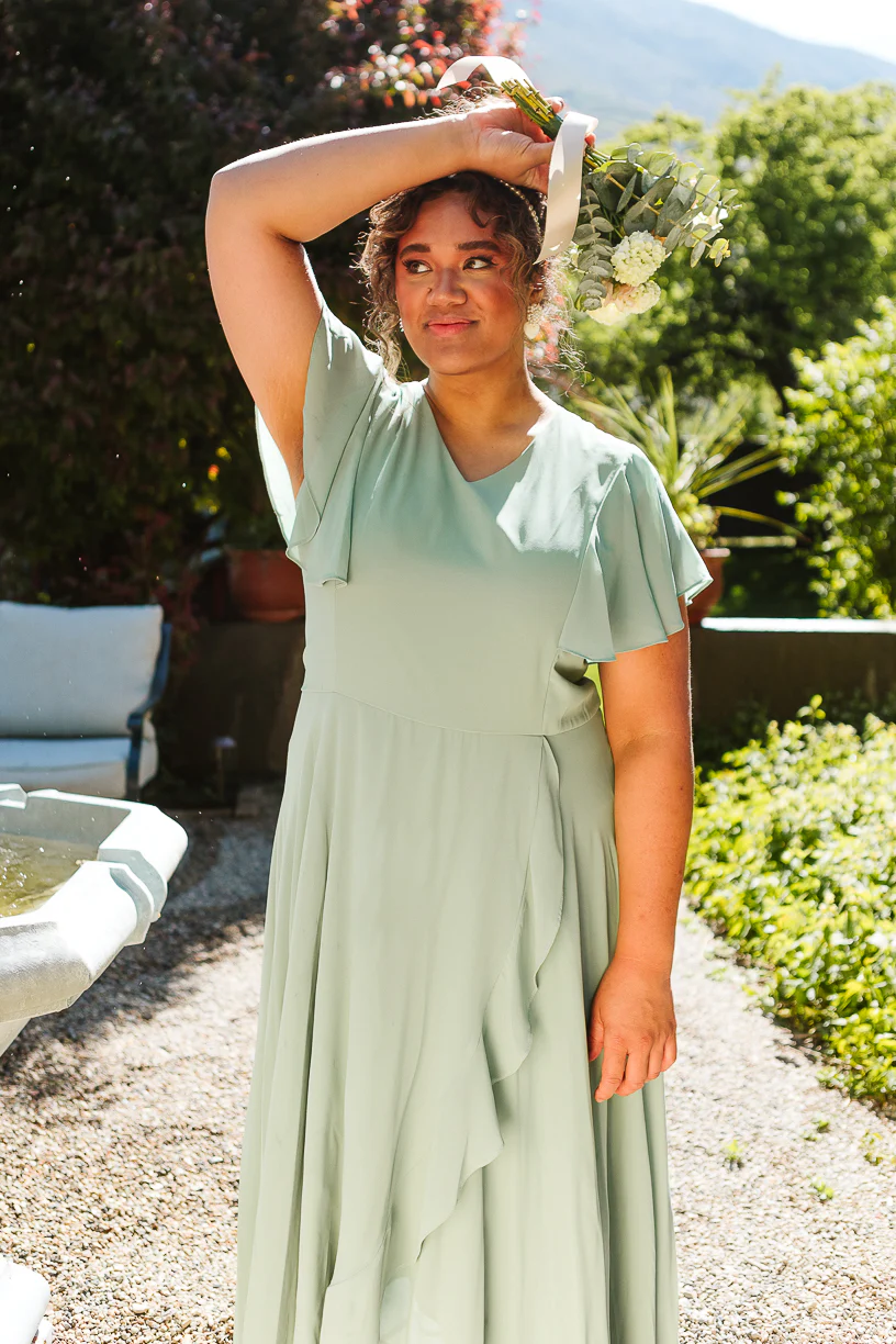 Callie Dress in Sage Chiffon - Image 5