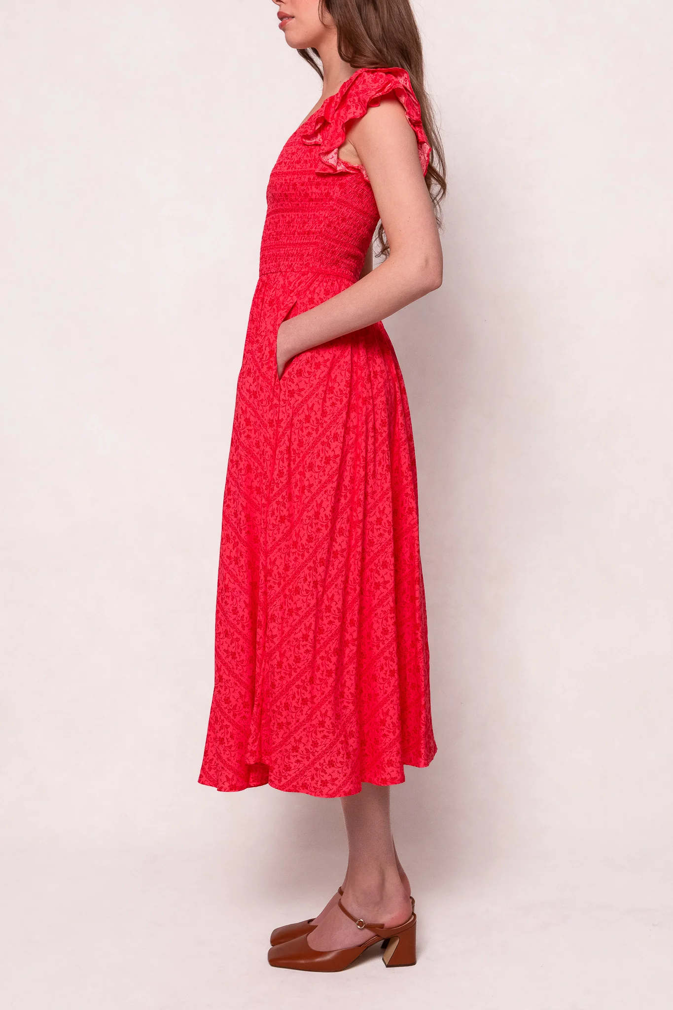 Hattie Dress in Crimson Pink - Image 3