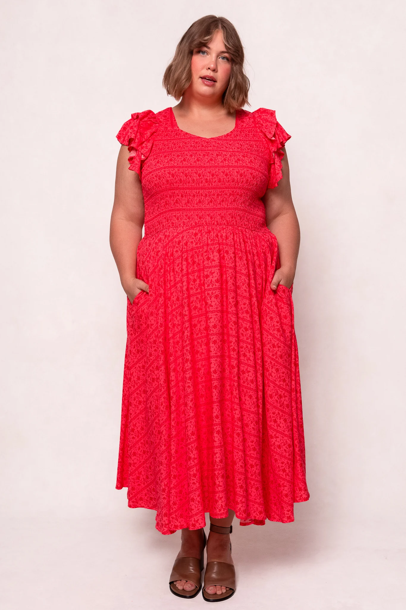 Hattie Dress in Crimson Pink - Image 6
