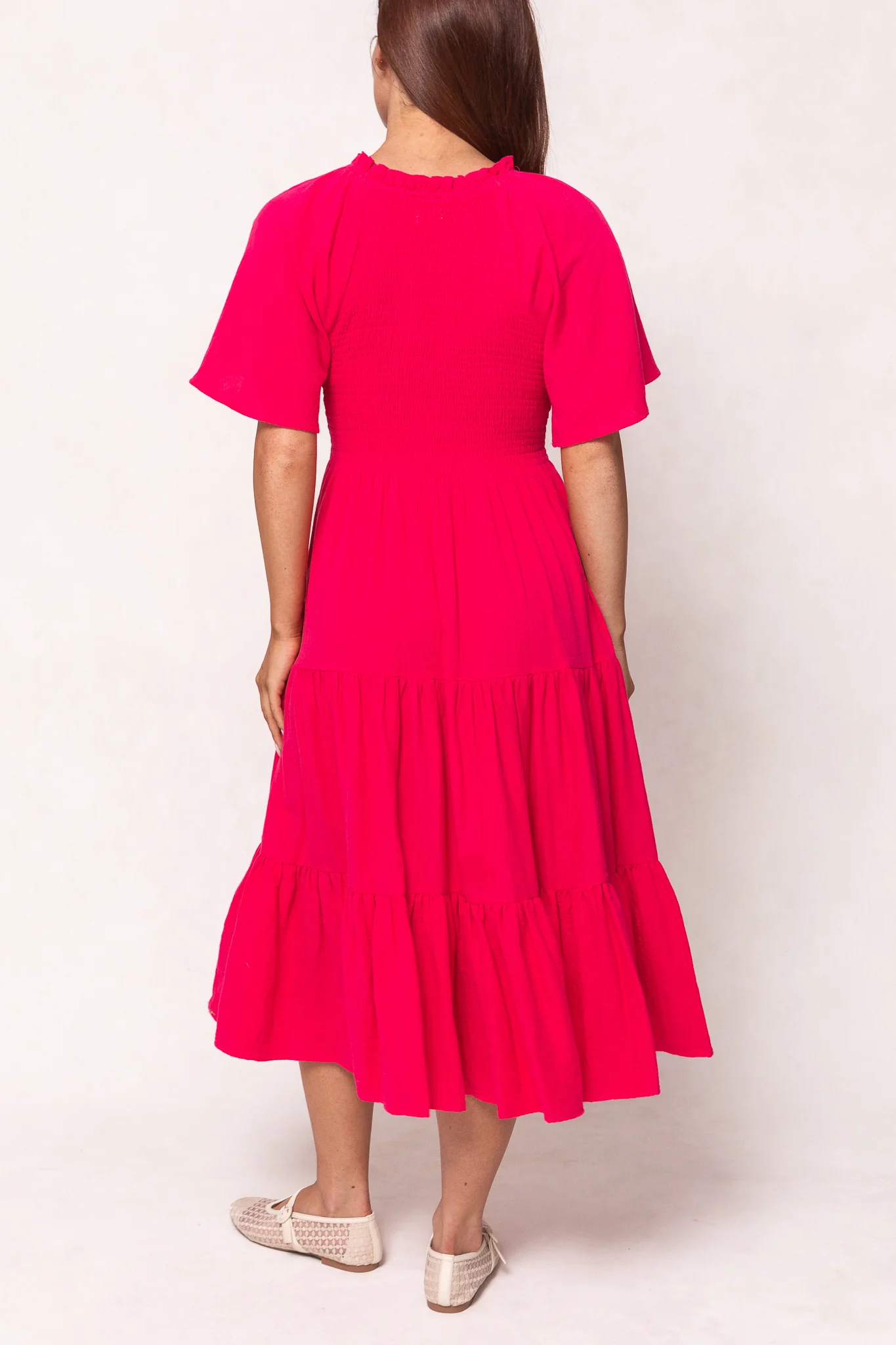 Jovie Midi Dress in Hot Pink - Image 4