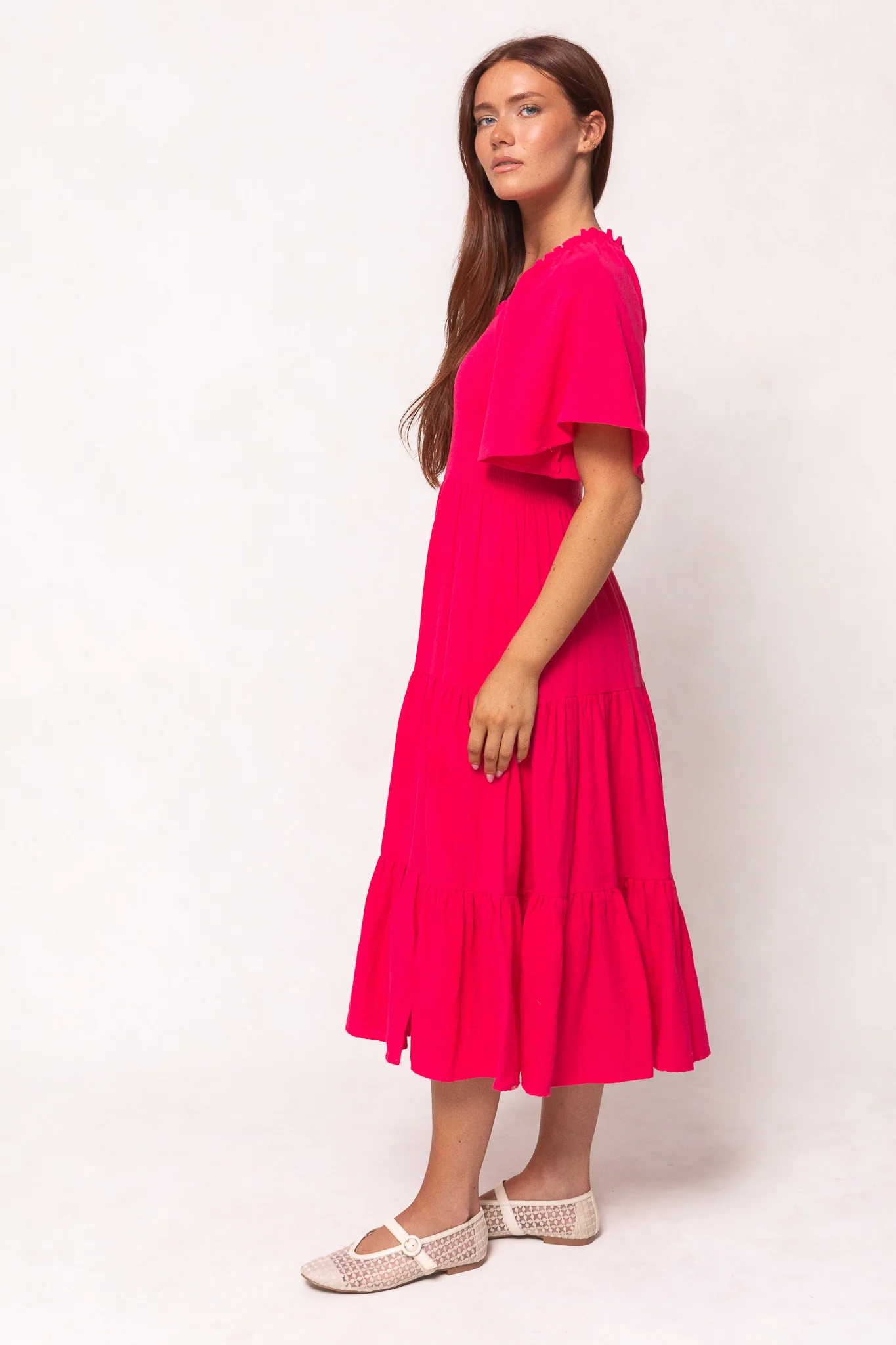 Jovie Midi Dress in Hot Pink - Image 5