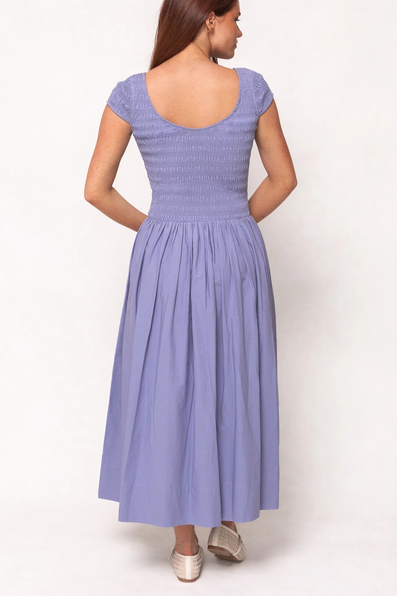 Marlow Cap Sleeve Dress in Blue - Image 4
