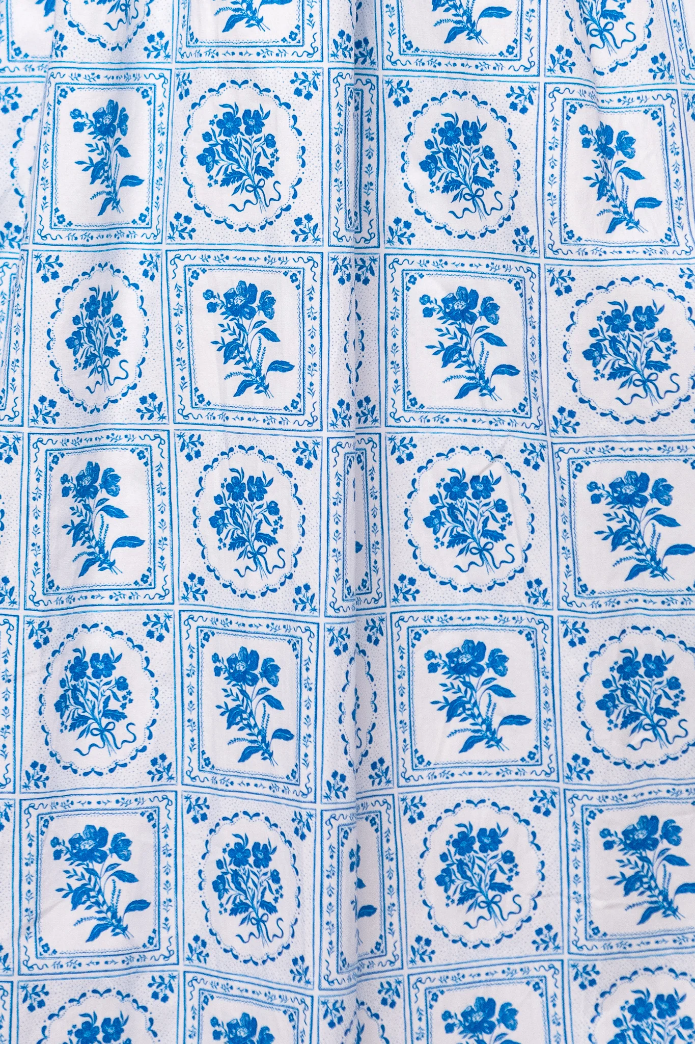 Mae Dress in Blue Floral Stamp - Image 3