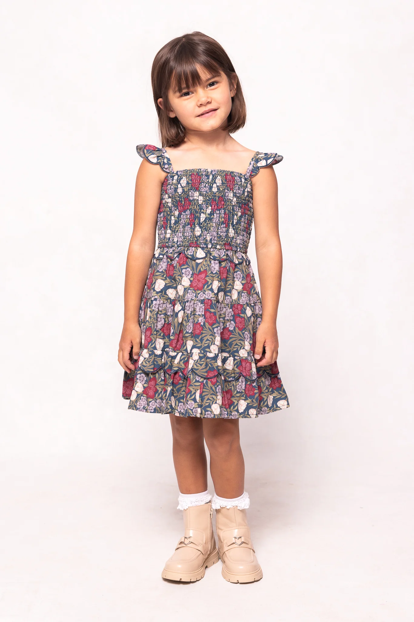 Mini Blossom Dress in Navy Meadow - Image 3