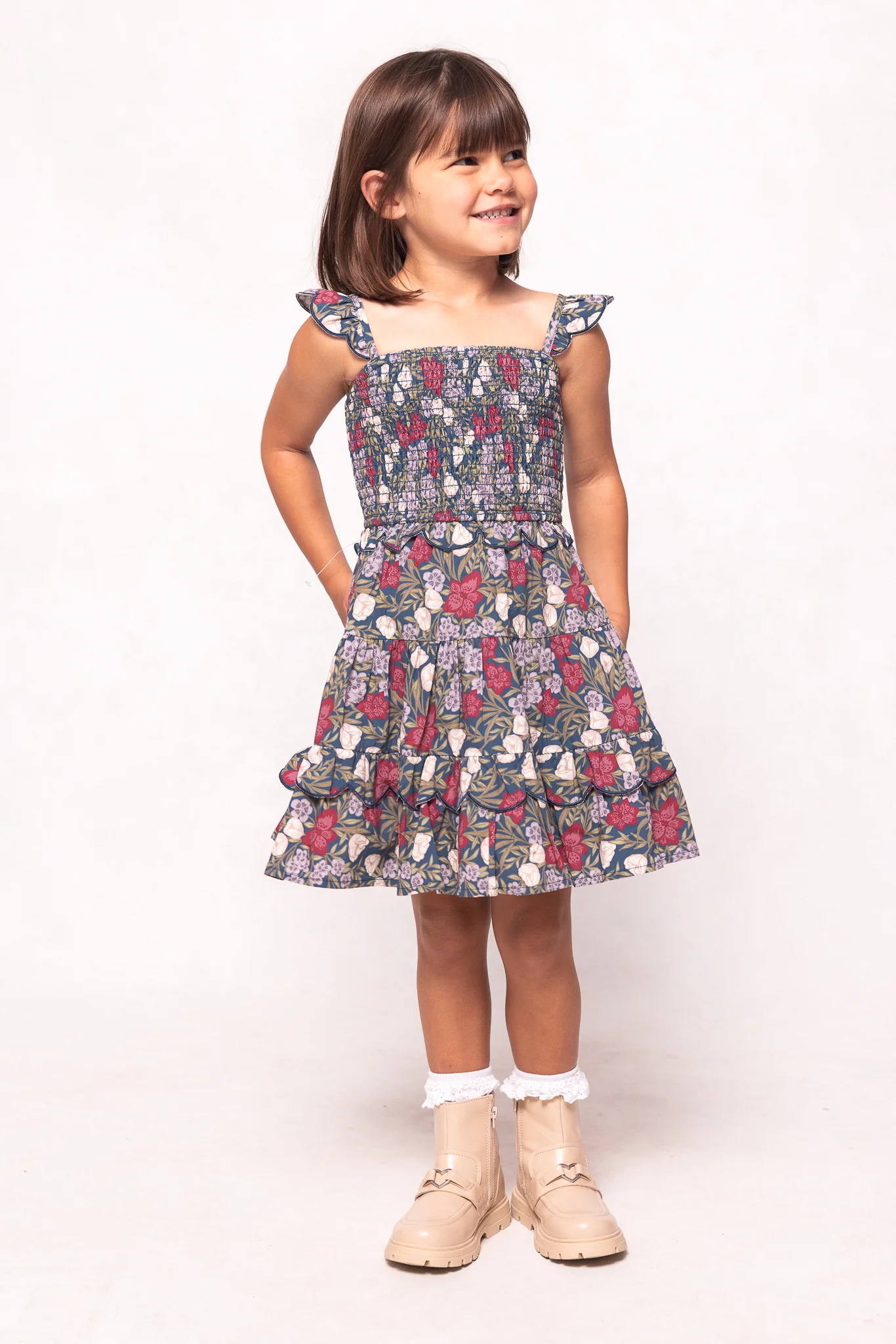 Mini Blossom Dress in Navy Meadow - Image 4