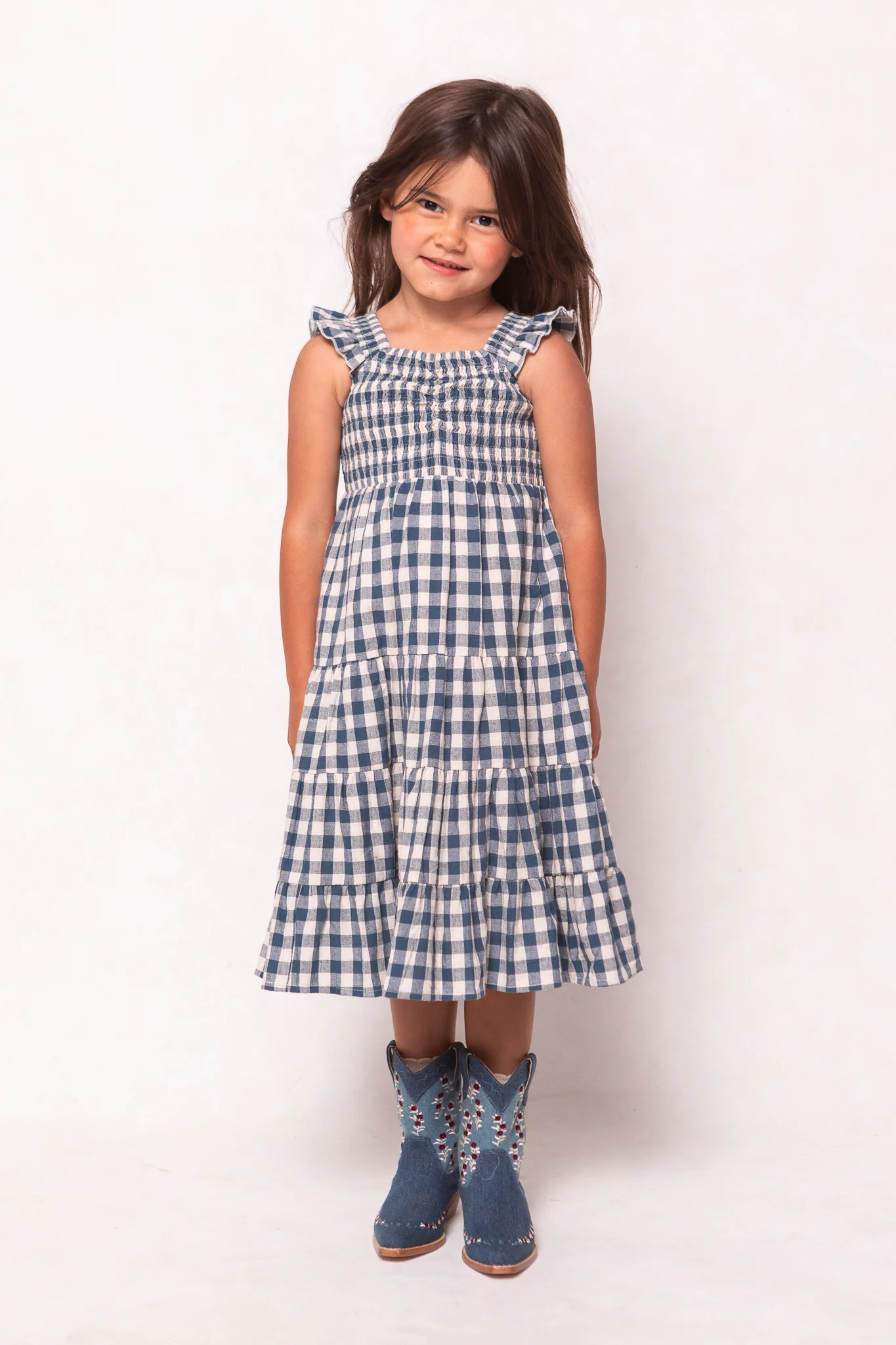 Mini Hailey Dress in Indigo Gingham - Image 3