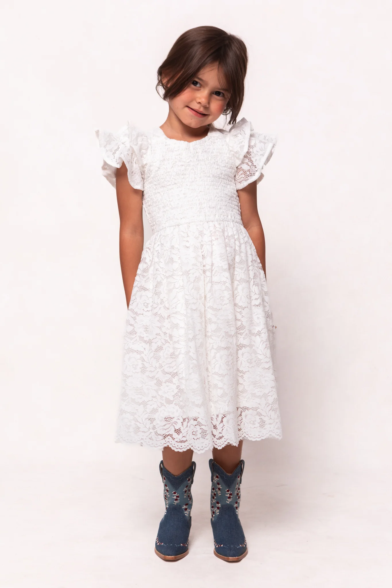 Mini Hattie Dress in White Lace - Image 3