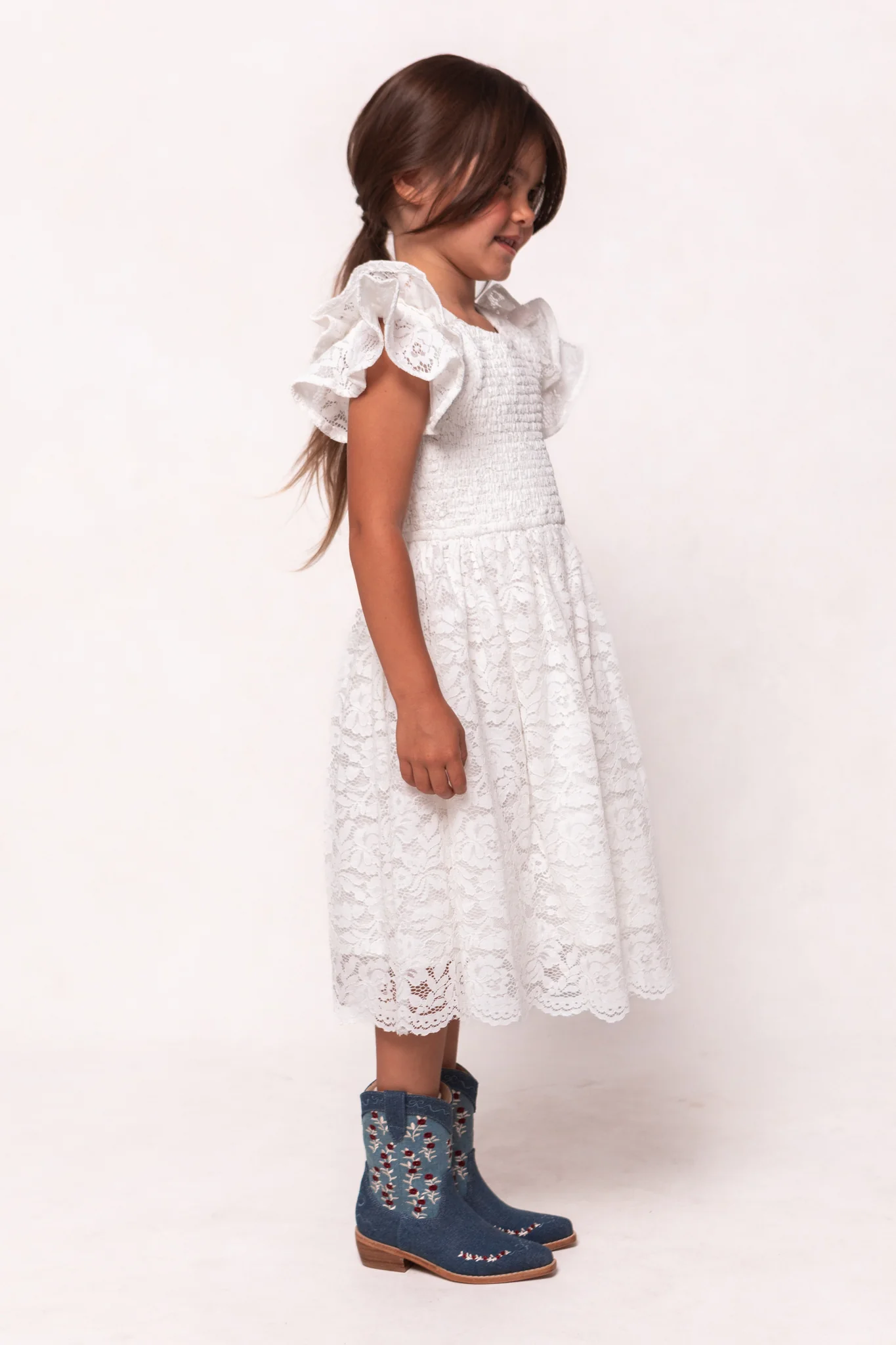 Mini Hattie Dress in White Lace - Image 5