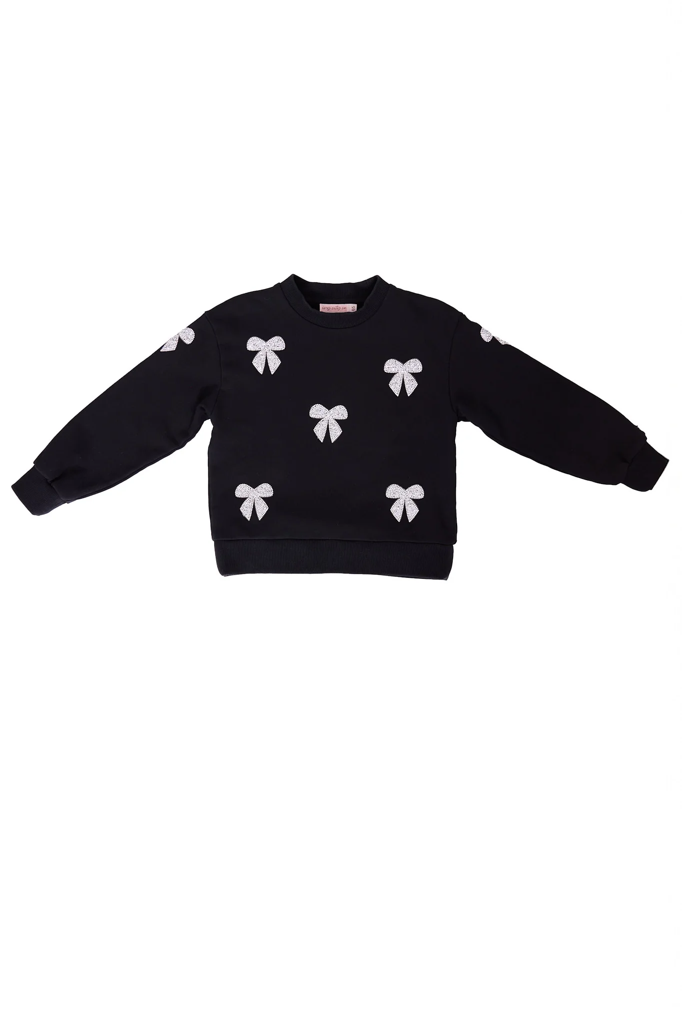 Mini Micah Crew Neck Sweatshirt in Black & Bows - Image 9