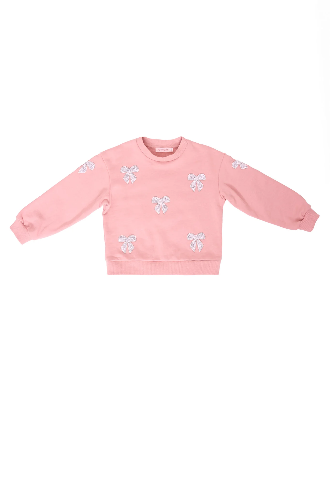 Mini Micah Crew Neck Sweatshirt in Pink & Bows - Image 7