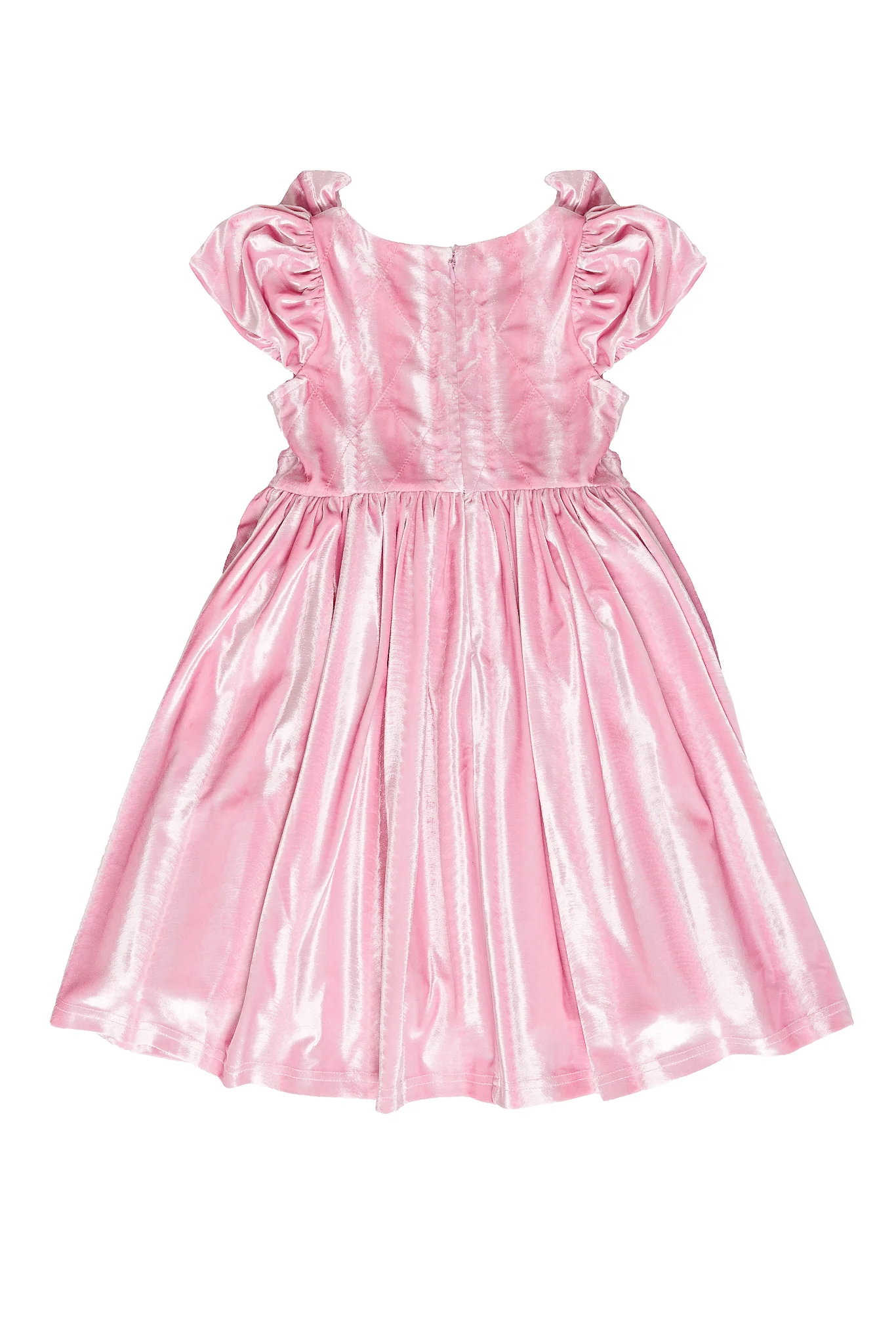 Mini Tiara Dress in Pink Velvet - Image 3