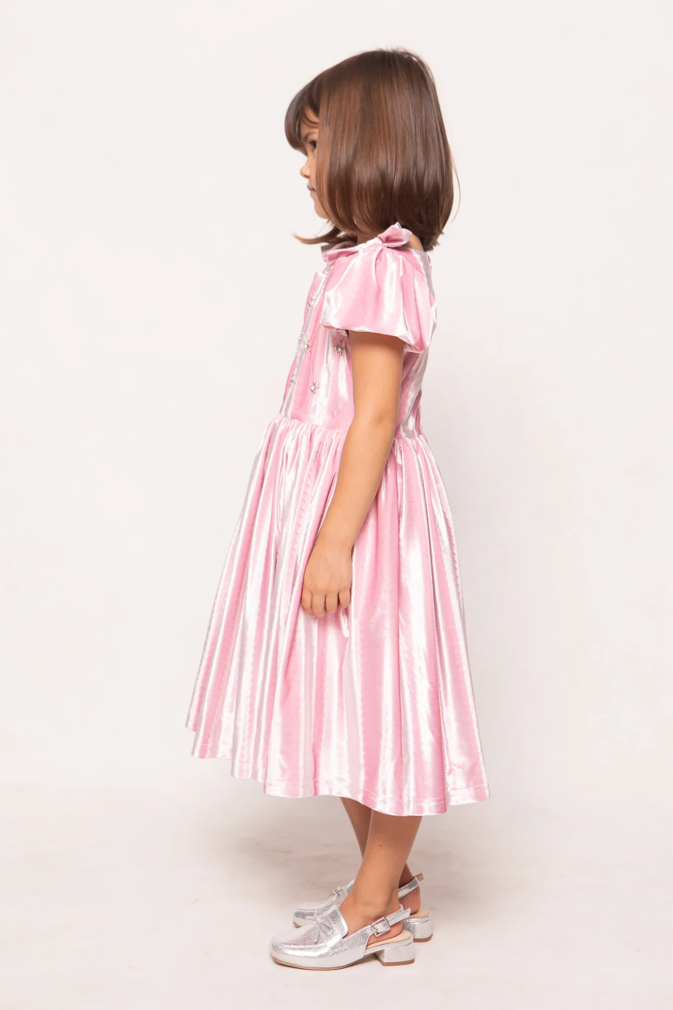 Mini Tiara Dress in Pink Velvet - Image 6