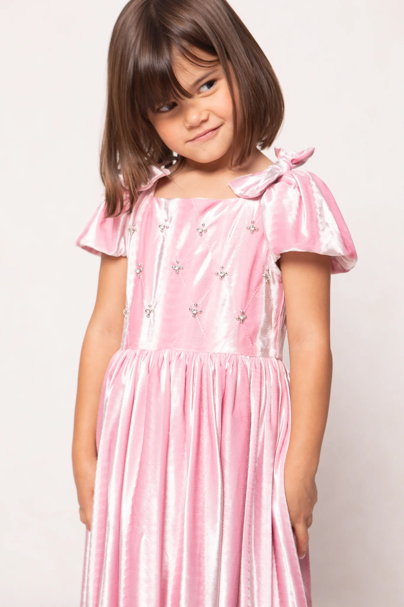 Mini Tiara Dress in Pink Velvet - Image 8