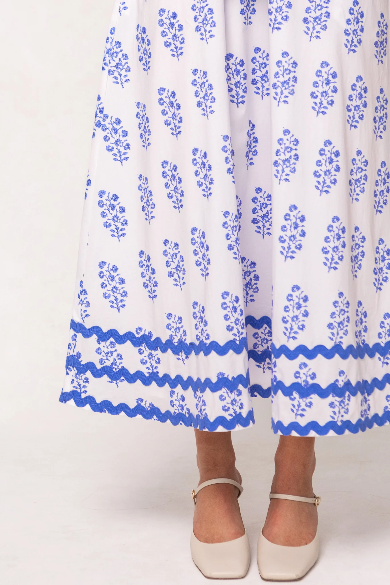 Palmer Dress in Blue Block Print - Image 4