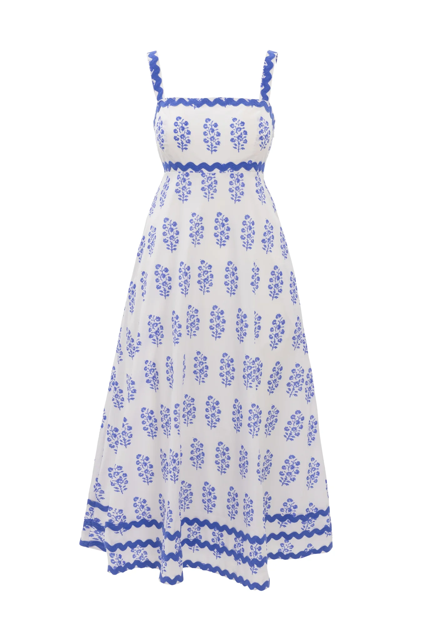 Palmer Dress in Blue Block Print - Image 6