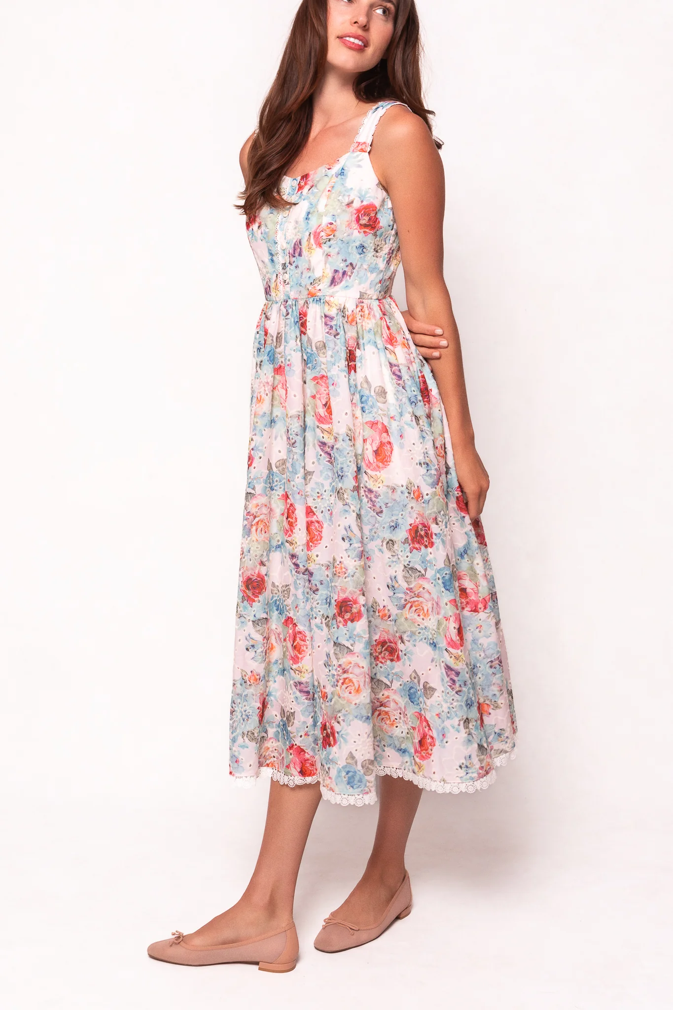 Penny Tank Midi Dress in Multicolor Floral - Image 4