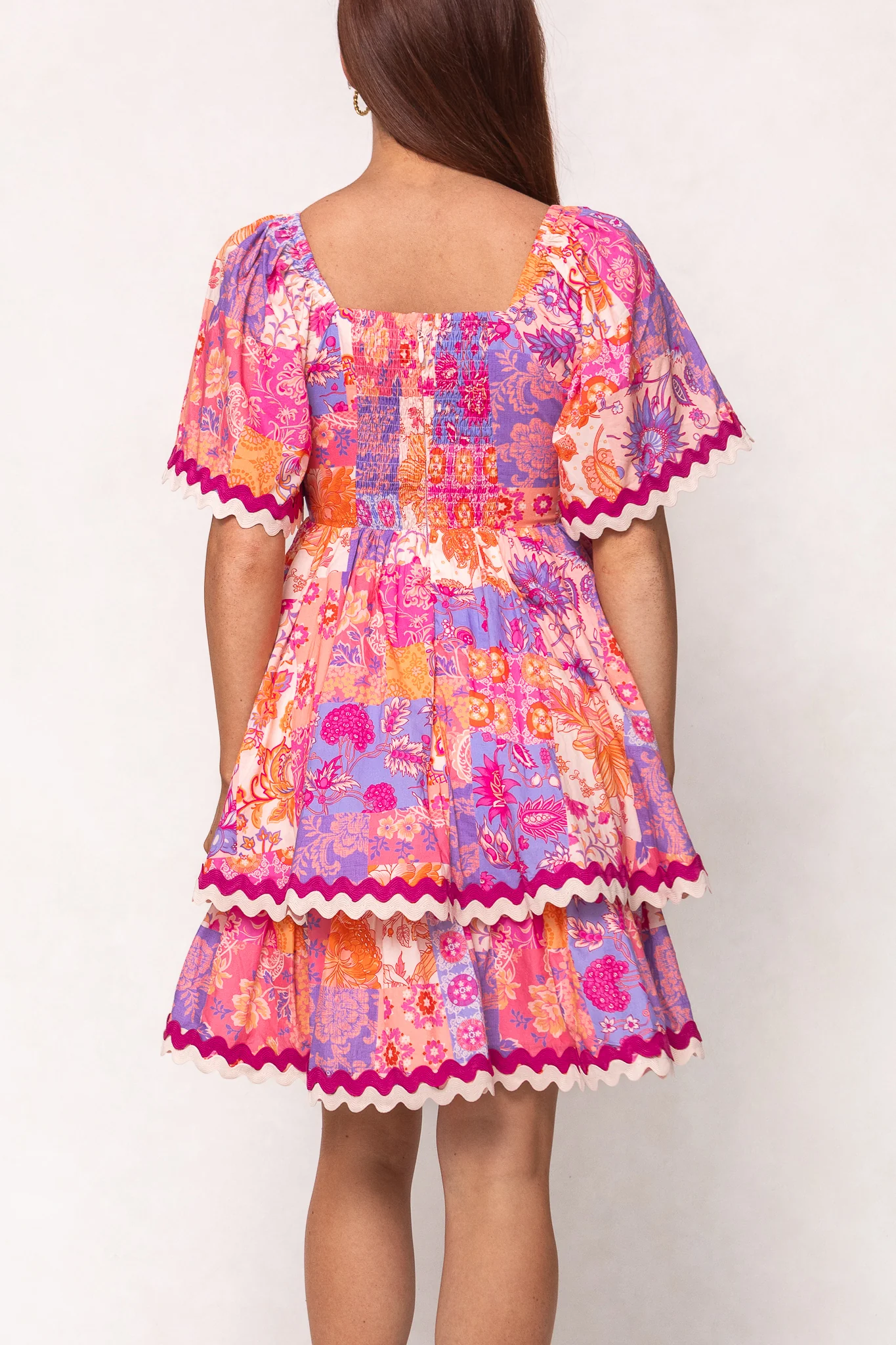 Tessa Dress in Pink Floral Tile - Image 4